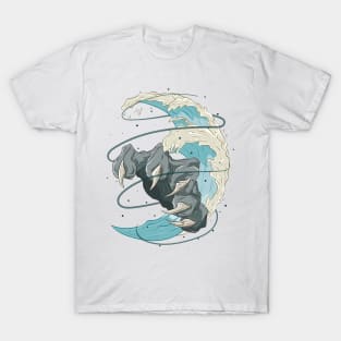 Tiger Hand - The Great Japanese Wave 2 - Yabisan vector art - T-Shirt